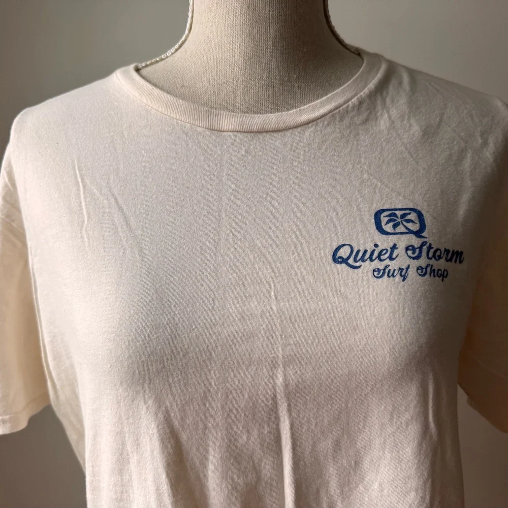 Gildan Quiet Storm Cream Myrtle Beach Surf Shop 100% Cotton T Shirt Size L - Picture 2 of 8